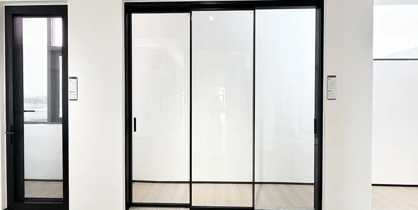 minimal sliding glass wall system for villa